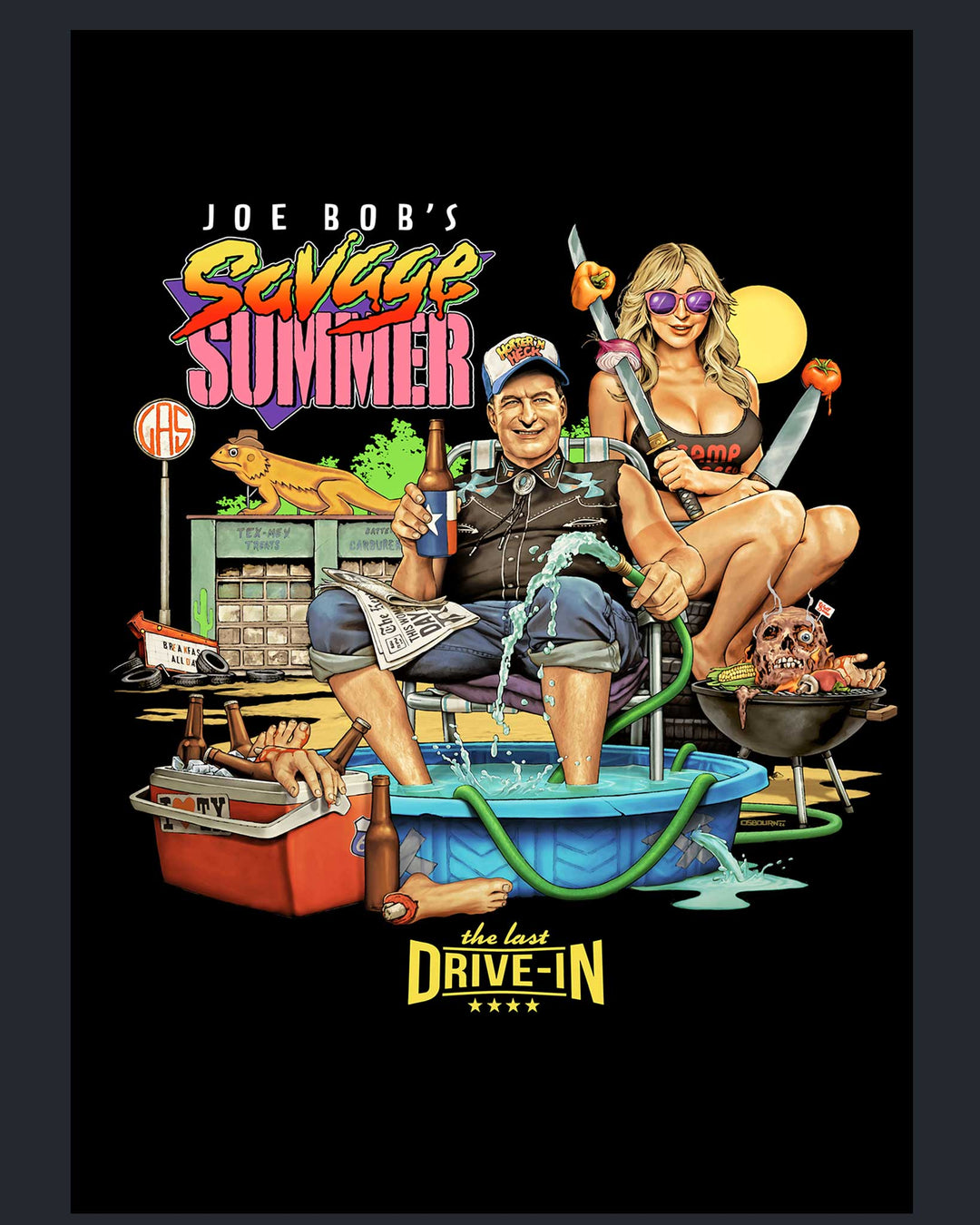 60s 70s vintage Bob Conroy プリントTシャツ S程度 03376-JoeBobsSavageSummer-