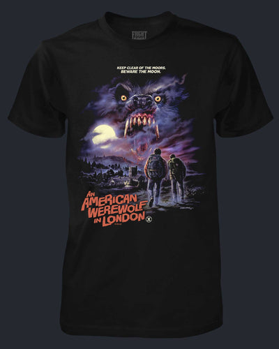 An American Werewolf in London design on black shirt
