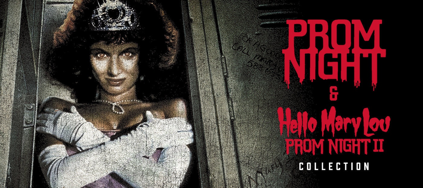Prom Night & Hello Mary Lou promotional poster with a character in a costume.