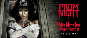 Prom Night & Hello Mary Lou promotional poster with a character in a costume.