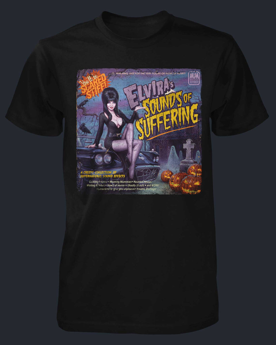 Fright Rags Sounds Fright-Rags | Elvira's Sounds of Suffering Licensed Elvira T-Shirt ...